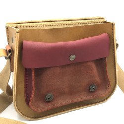 Sac "Cartable" Café / Framboise